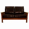 Leather Mission Oak Morris Loveseat